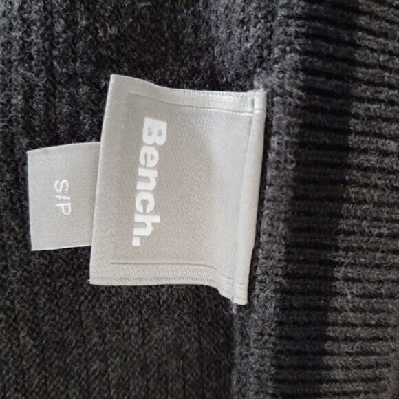 BENCH Crewneck Ribbed Sweater Textured Grey Men's Sz S - Picture 8 of 9